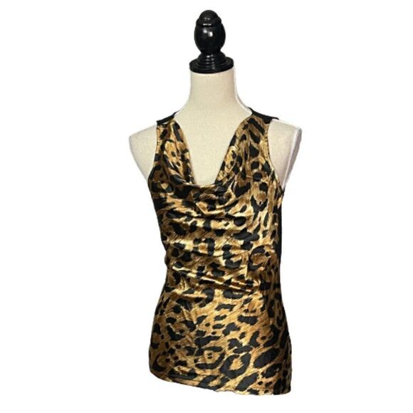 The Limited Tops - The Limited Animal Print Satin Front Draped Top Sz XS